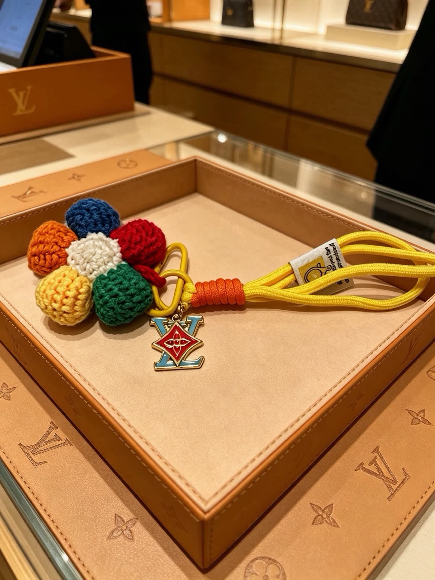 Louis Vuitton Multicolored Crochet Flower Charm Keychain